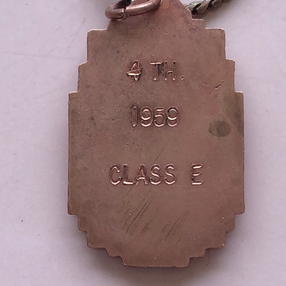 Antique 1959 Copper Pendant + Vintage Chain 4th Place Award for Horseshoes 🧲 - Picture 6 of 7
